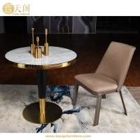 Modern Furniture Gold Copper Stainless Steel Round Marble Dining Table