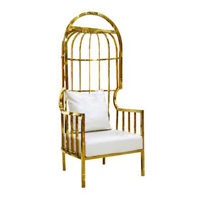 Luxury Event White Cushion Gloss Golden Bird Cage Chair