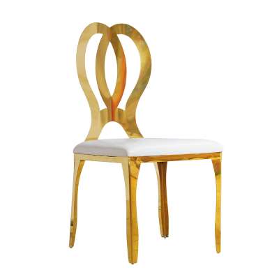 Wholesale Royal Design Armless Leather Stackable Wedding Gold Infinity Chair