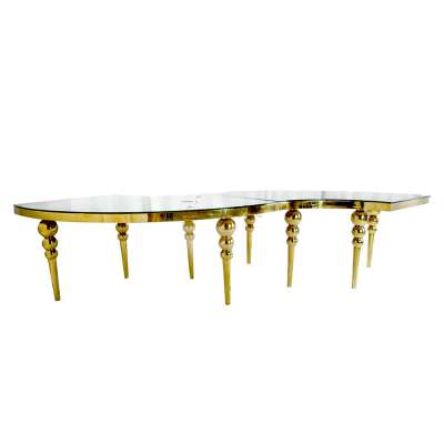 Wholesale Luxury Banquet Serpentine Tables Gold Sale