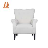 Modern style living room Linen fabric and wood frame lazy single sofa chair