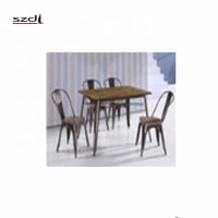 Simple design rectangle cafe table dining table wood metal restaurant table TMT-006