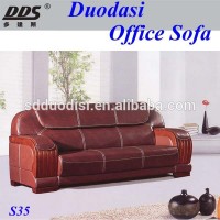 wholesale comfortable antique wooden frame cheap top grain Imported leather sectional sofa S35